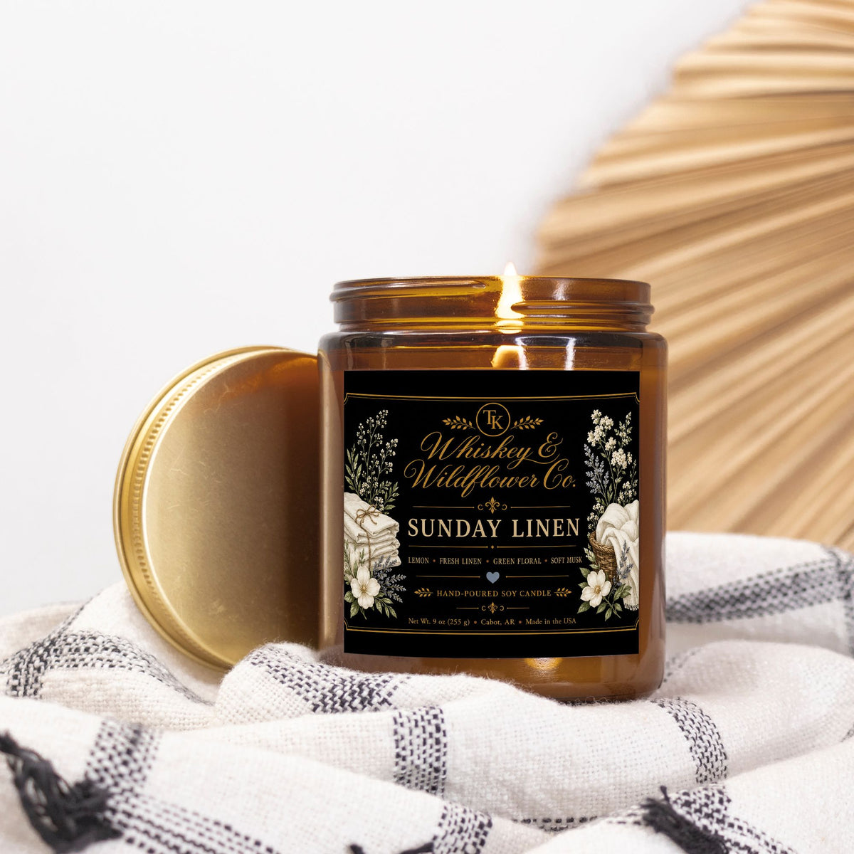 Sunday Linen Candle Amber Jar 9oz