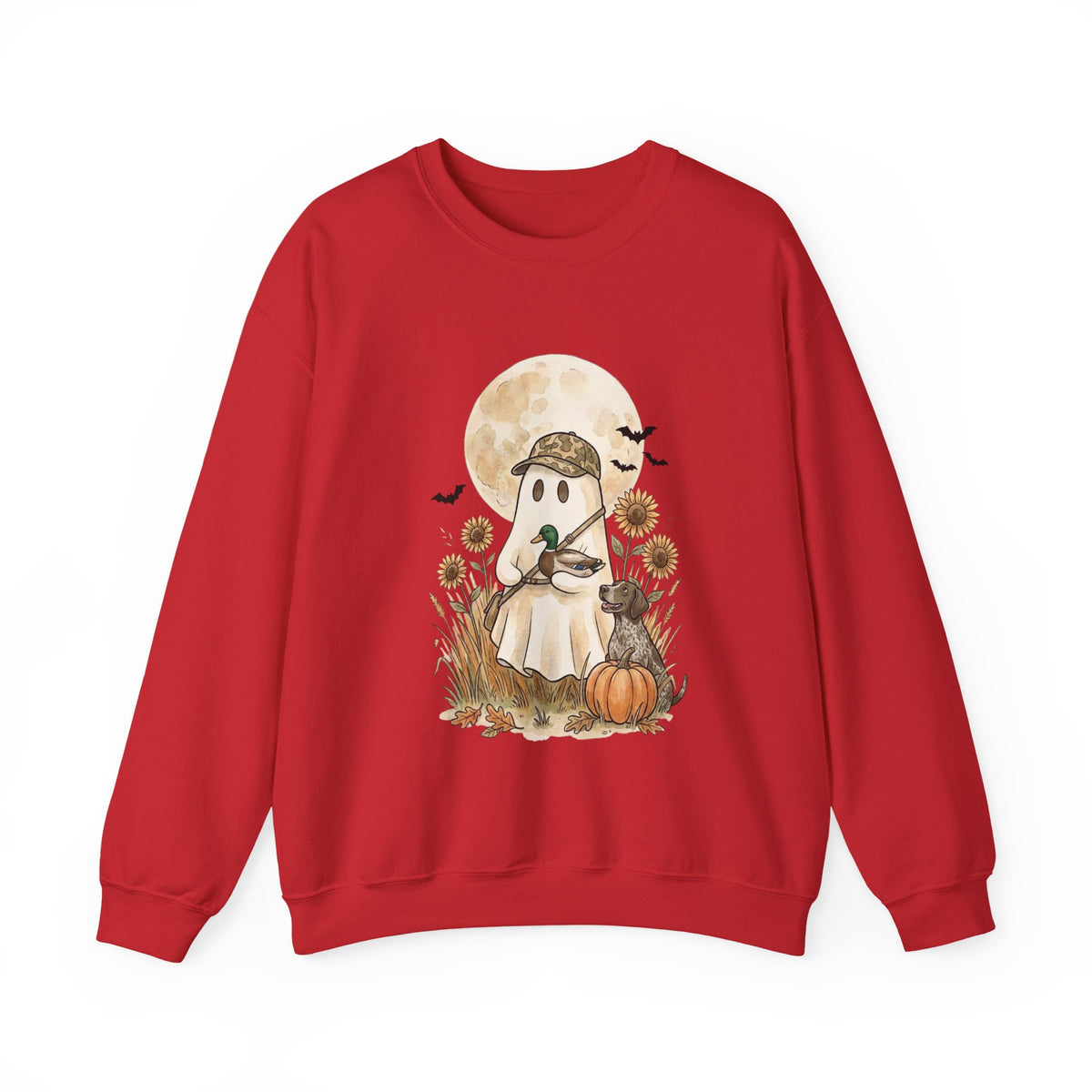 Ghost Hunter Illustration Sweatshirt | Spooky Hunting, Autumn Pumpkin Moon