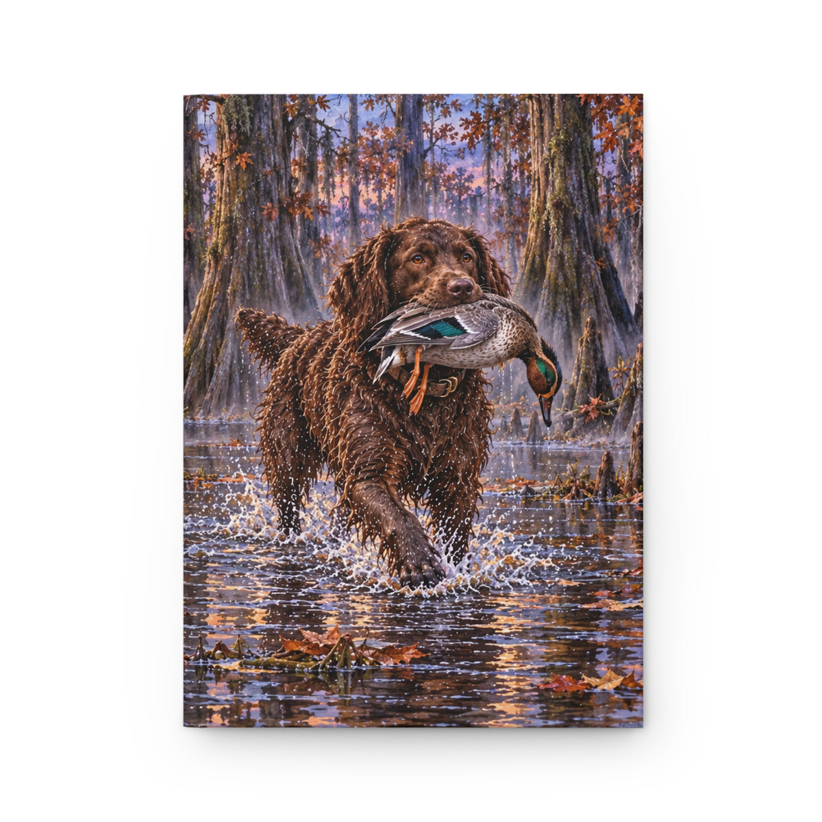 Boykin Spaniel Journal — Autumn Swamp Sunset Hardcover Notebook