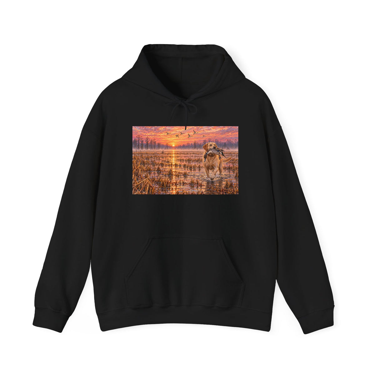 Golden Retriever Sunset Hoodie - Dog Lover Pullover with Scenic Sunset Print