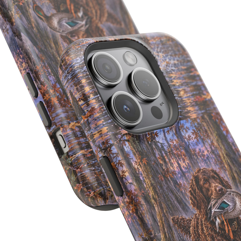 Clear Magnetic Phone Case — Boykin spaniel with Duck swamp
