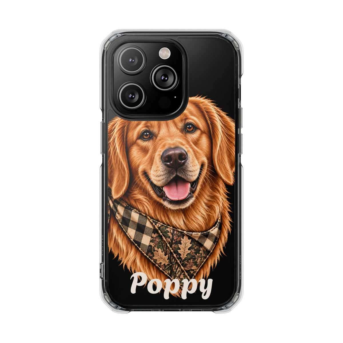 Clear Magnetic Phone Case — Golden Retriever Personalized