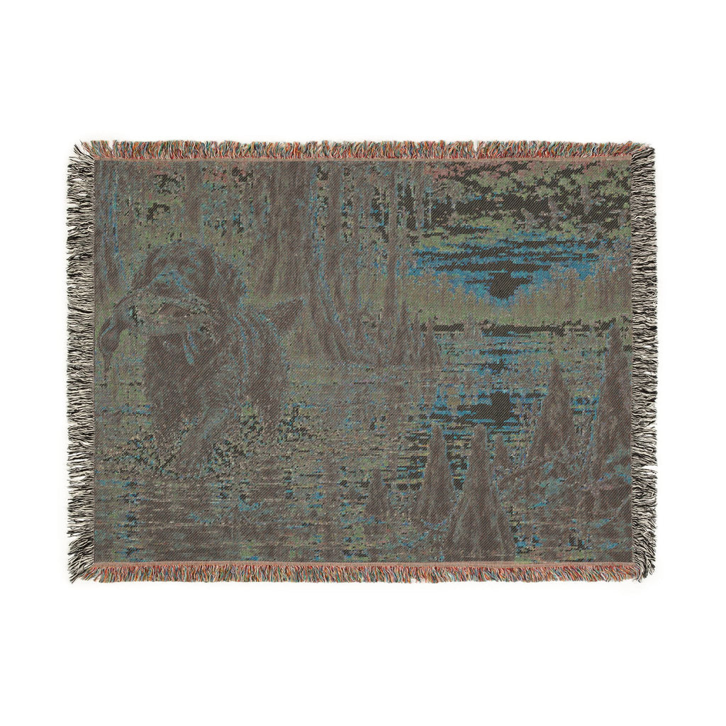 Mohican River Scenic Woven Blanket — Rustic Lake Boykin spaniel Landscape Throw