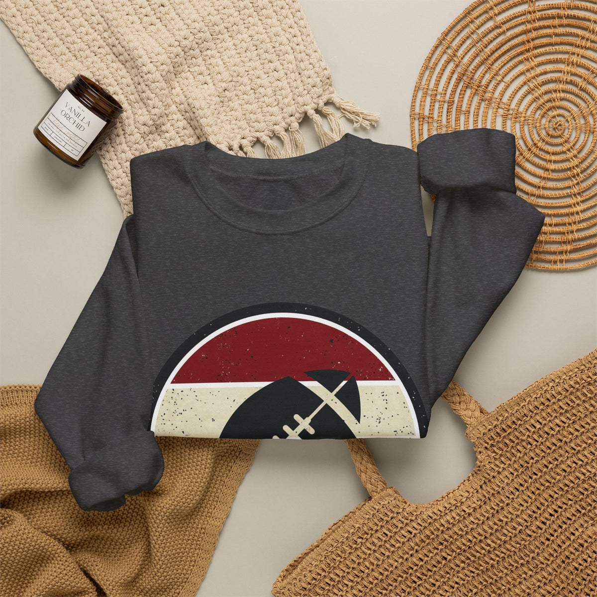 Retro Football Season Crewneck Sweatshirt | Vintage Stripe Football Logo