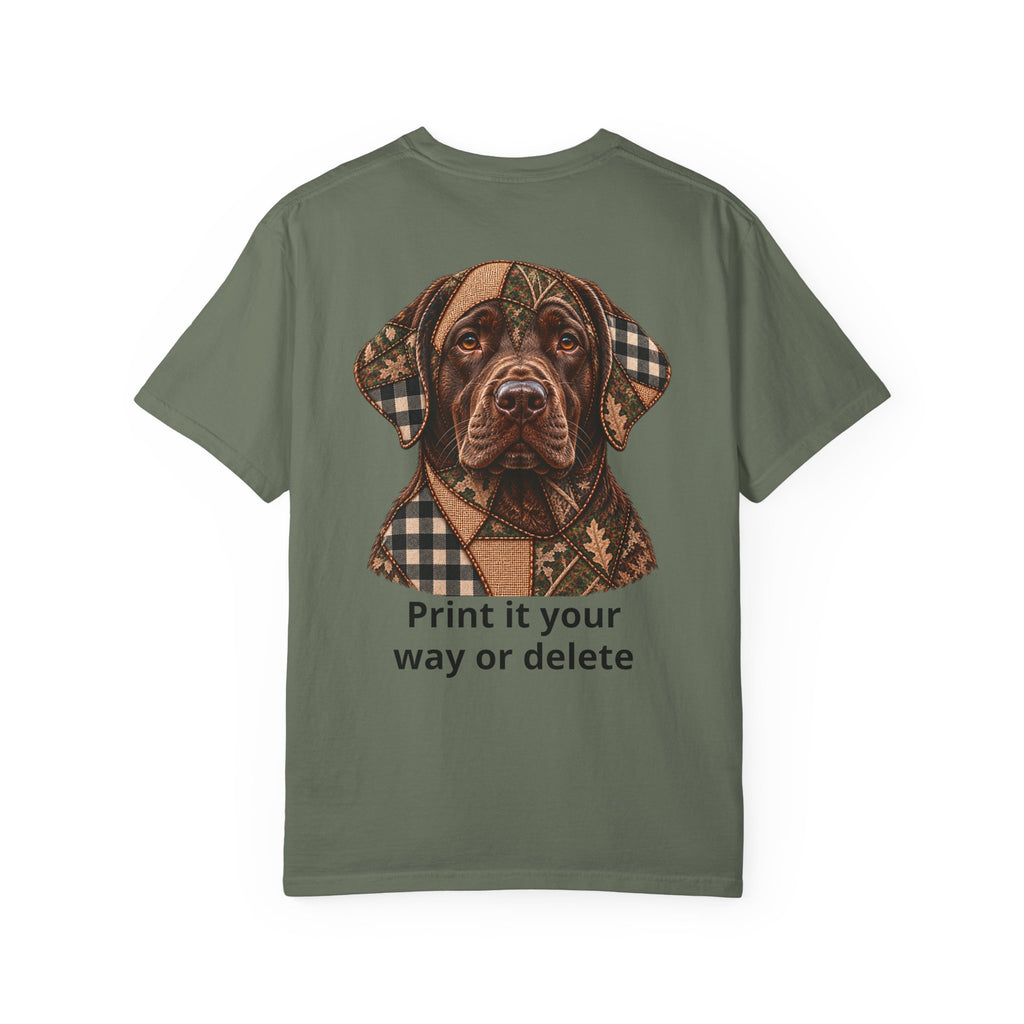 Faux Patchwork Chocolate Lab Shirt, Labrador Hunting T-Shirt, Arkansas Hunter Gift