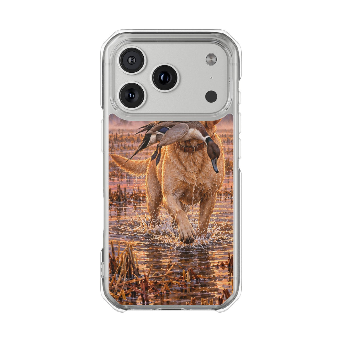 Clear Magnetic Phone Case — Lab in swamp with duck