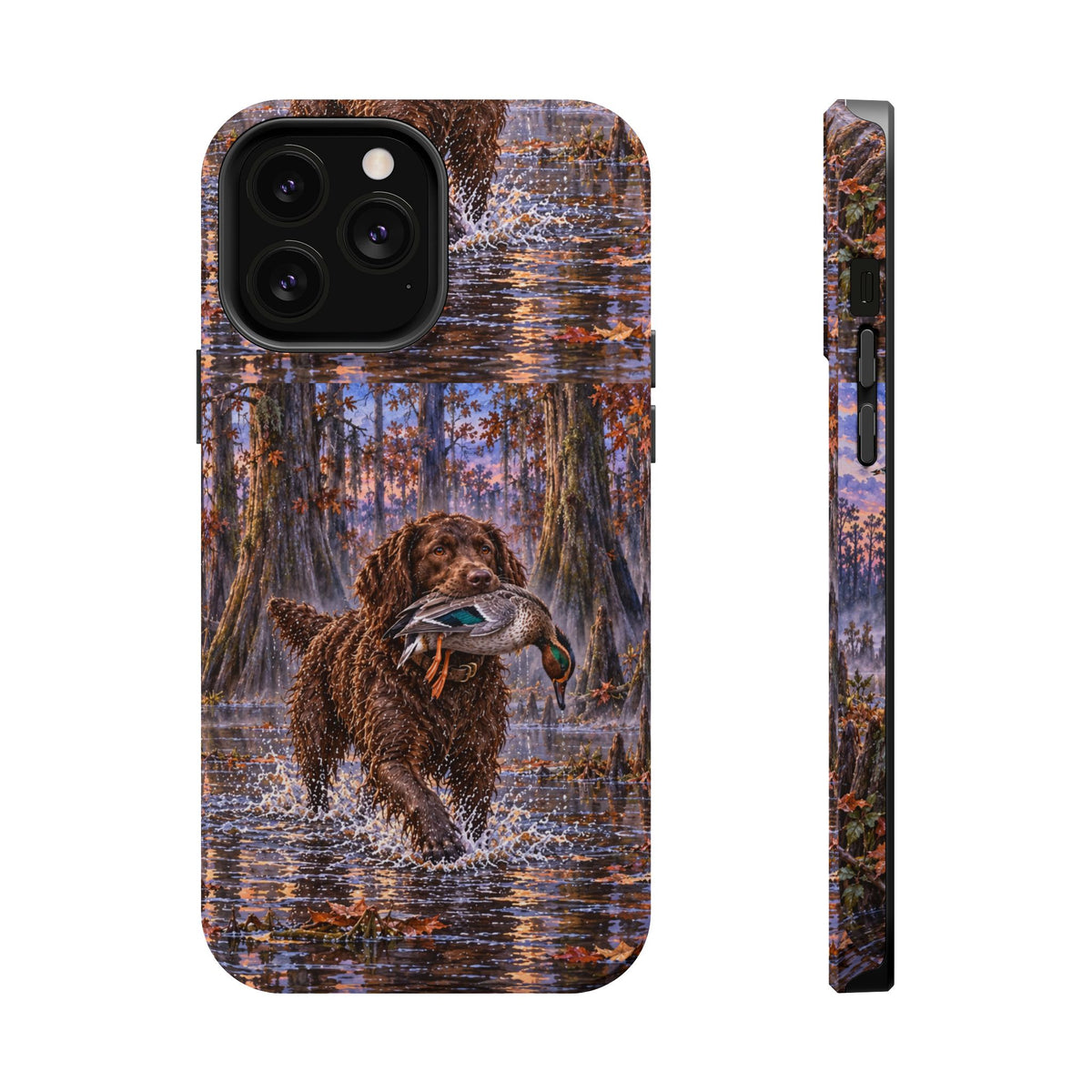 Clear Magnetic Phone Case — Boykin spaniel with Duck swamp