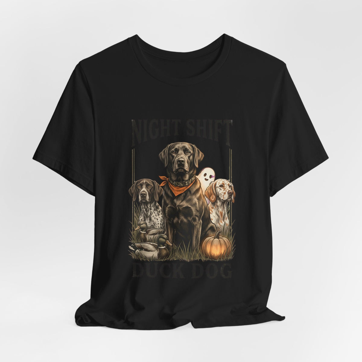Night Shift Duck Dog T‑Shirt | Spooky Hunting, Retriever Graphic