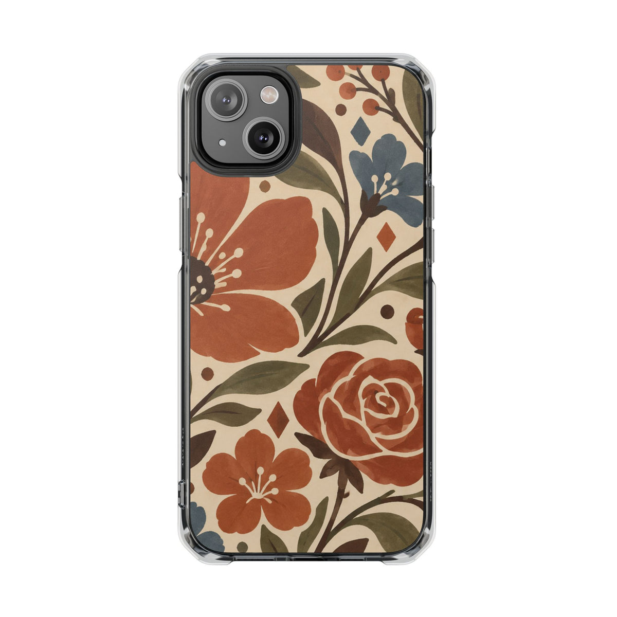 Clear Magnetic Phone Case Floral Patterns Protective Cover
