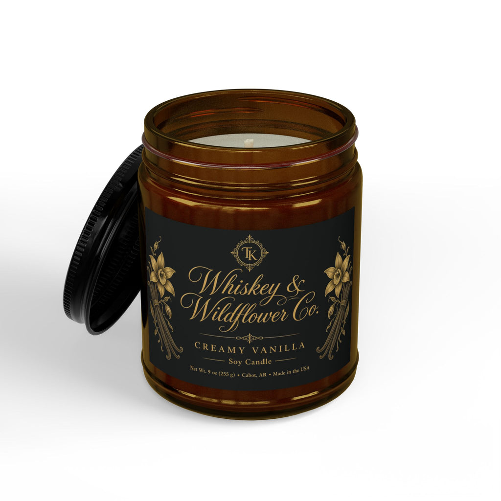 Creamy Vanilla Soy Candles with Black Lid, (9oz)