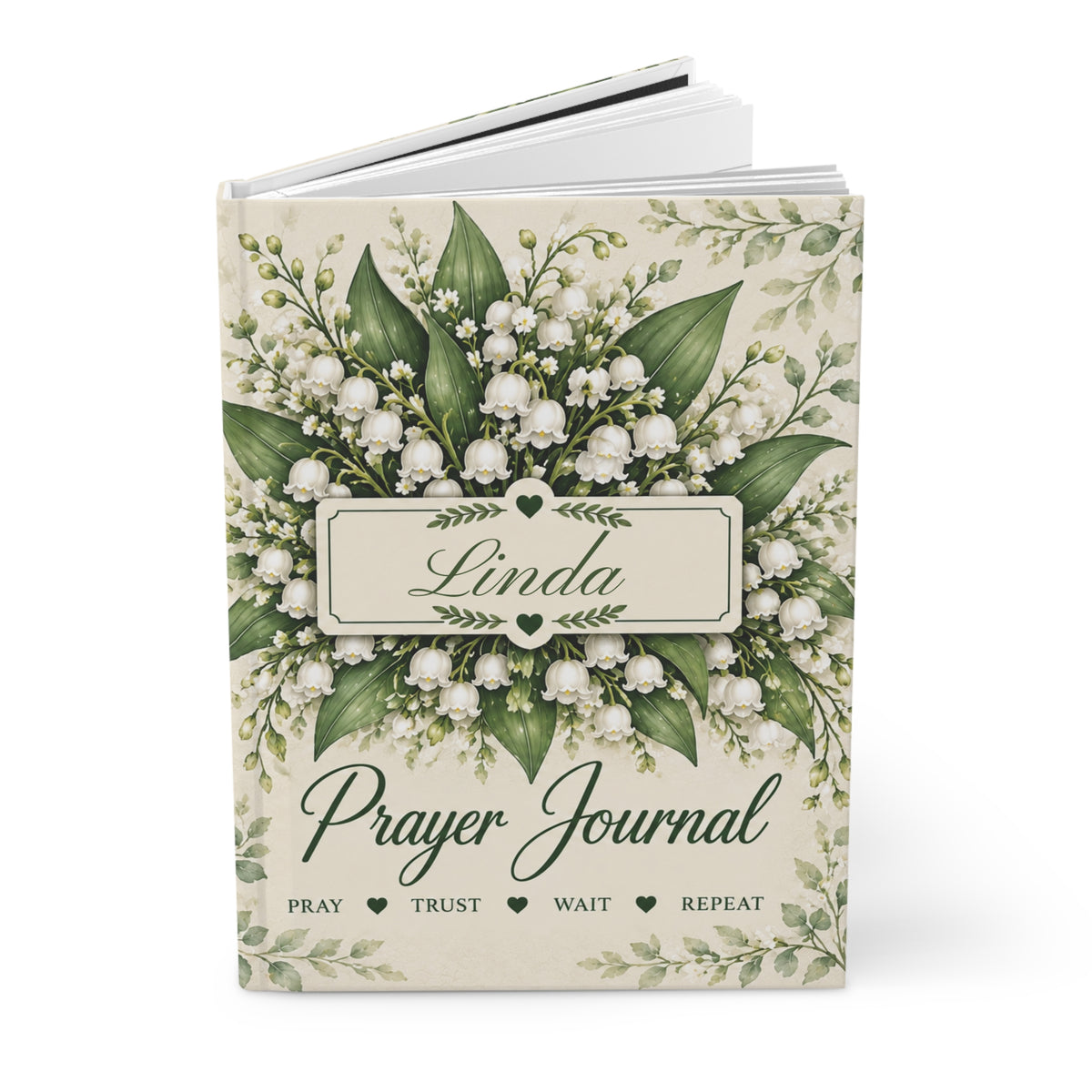 Personalized May Birth Flower Prayer Journal, Lily of the Valley Christian Journal with Name, May Birthday Gift for Her, Bible Verse Journal