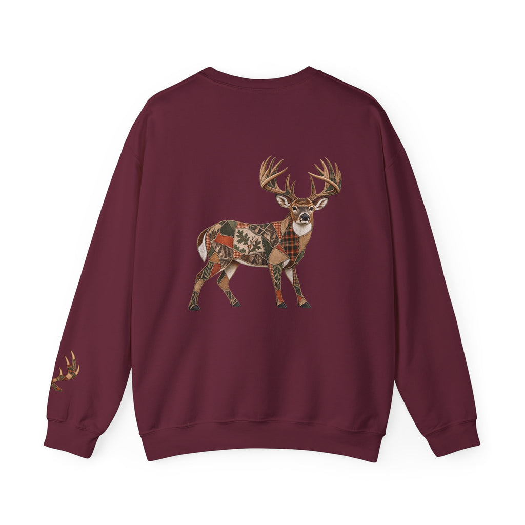 Faux Patchwork Whitetail Deer Shirt, Buck Hunting Tee, Rustic Deer Hunter Gift