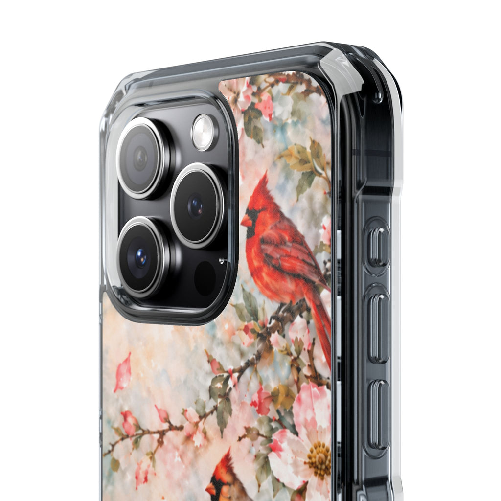 Clear Magnetic Phone Case — Cardinal Flock Scene