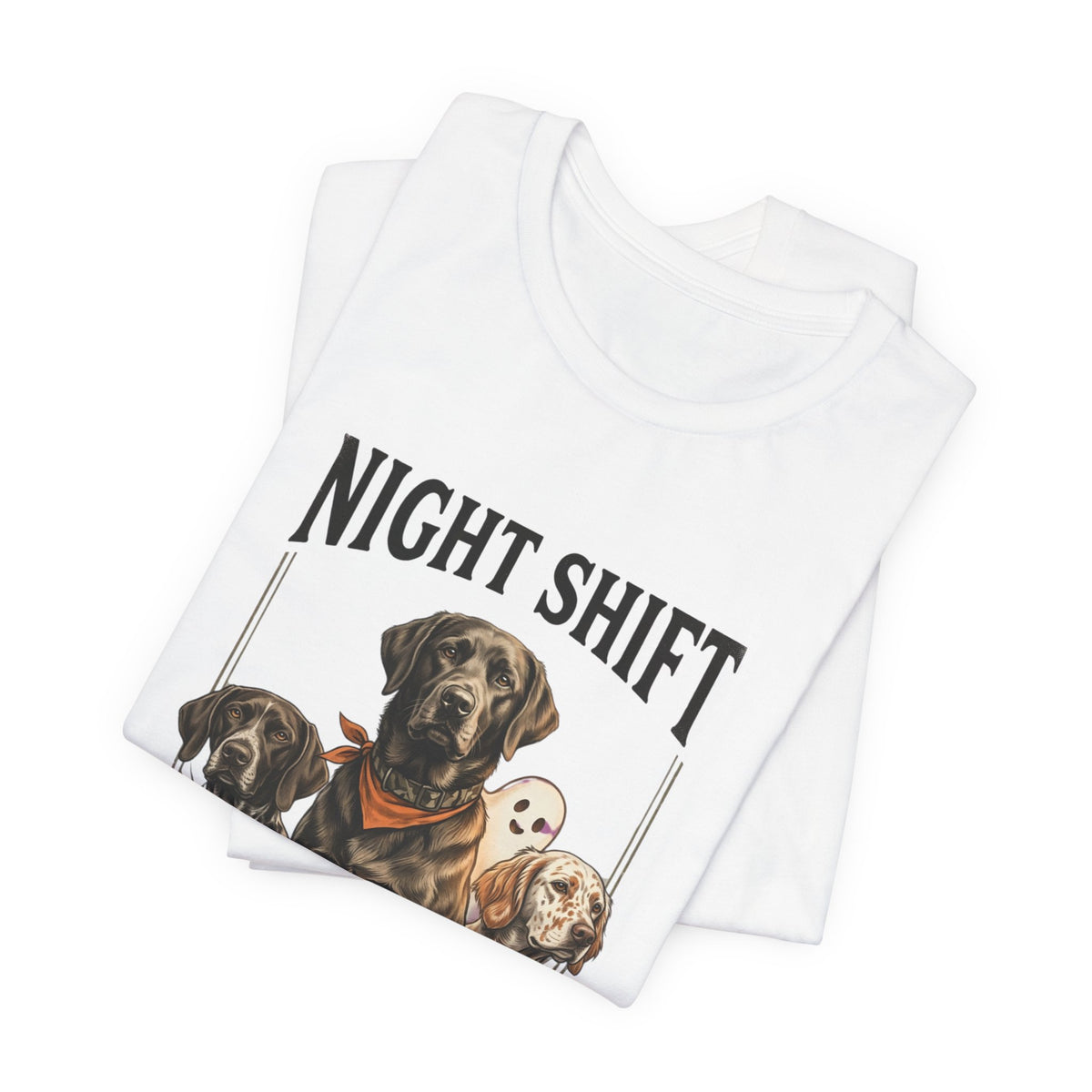 Night Shift Duck Dog T‑Shirt | Spooky Hunting, Retriever Graphic