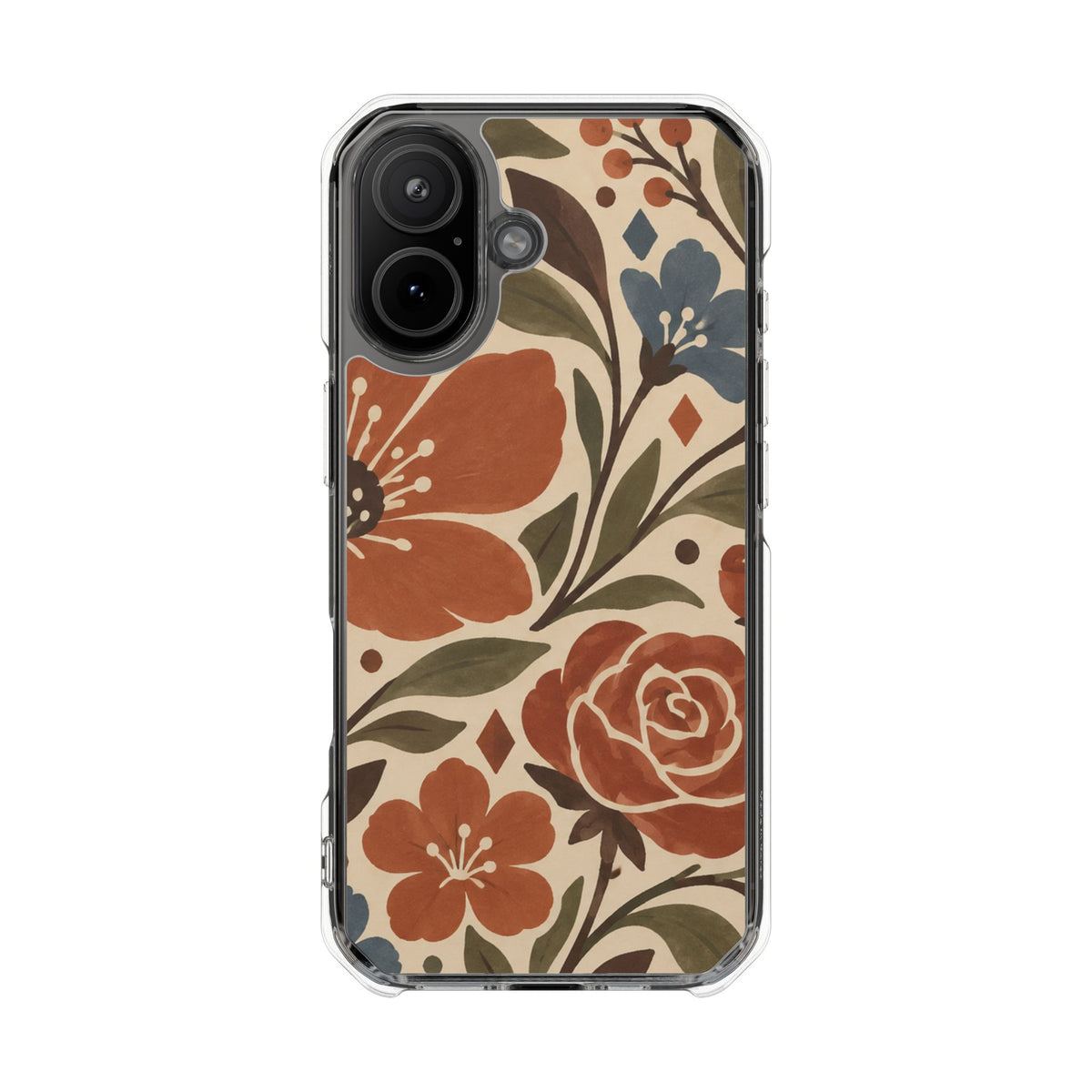 Clear Magnetic Phone Case Floral Patterns Protective Cover