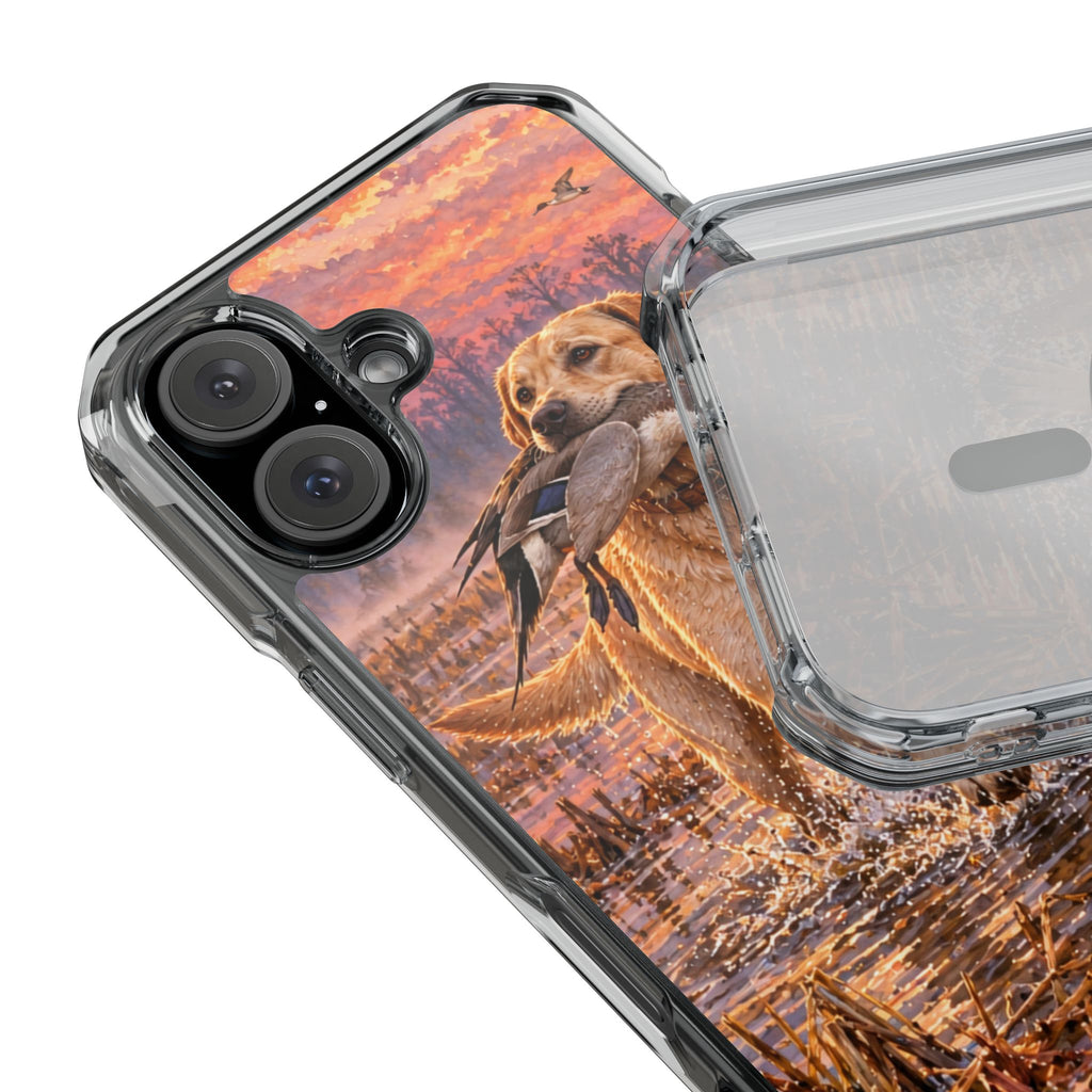 Clear Magnetic Phone Case — Lab in swamp with duck