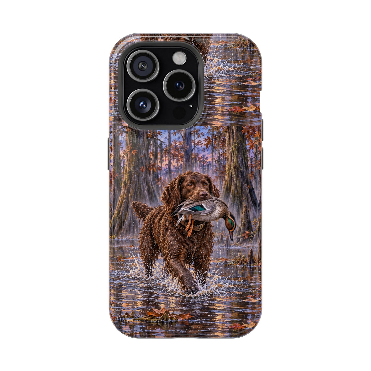 Clear Magnetic Phone Case — Boykin spaniel with Duck swamp