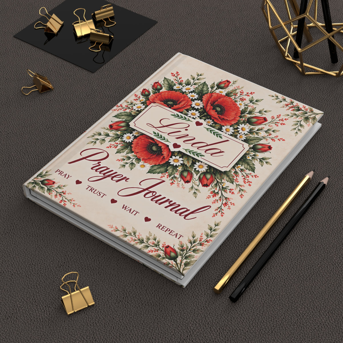 Personalized August Birth Flower Prayer Journal, Poppy Christian Journal, Jeremiah 29:11 Notebook, Personalized Faith Gift for Women, Bible Study Journal