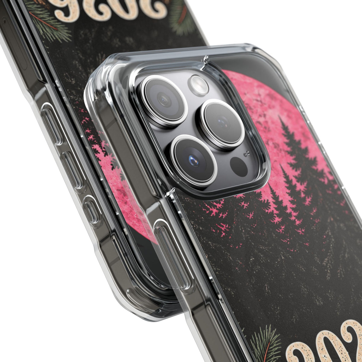 2026 Pink Moon Forest Phone Case — Clear Magnetic Protective Cover