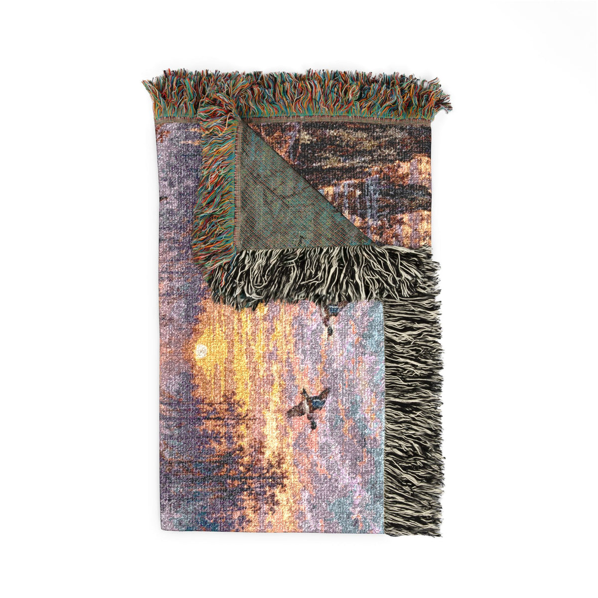 Duck Marsh Woven Blanket — Black Lab Scenic Woodland Duck Hunting Throw