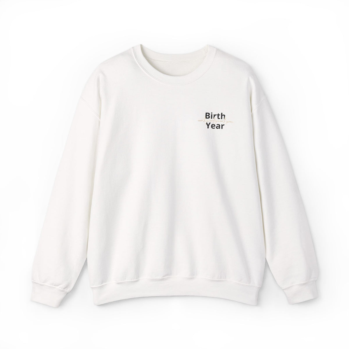 Birth Year Crewneck Sweatshirt — Personalized Vintage Heartbeat Design