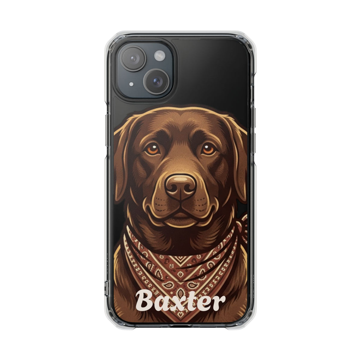 Clear Magnetic Phone Case — Chocolate Lab Dog Personalized