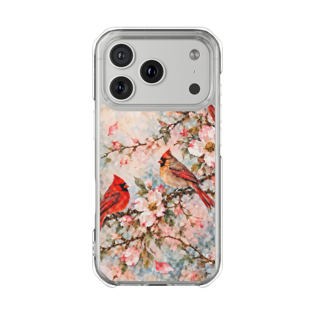 Clear Magnetic Phone Case — Cardinal Flock Scene