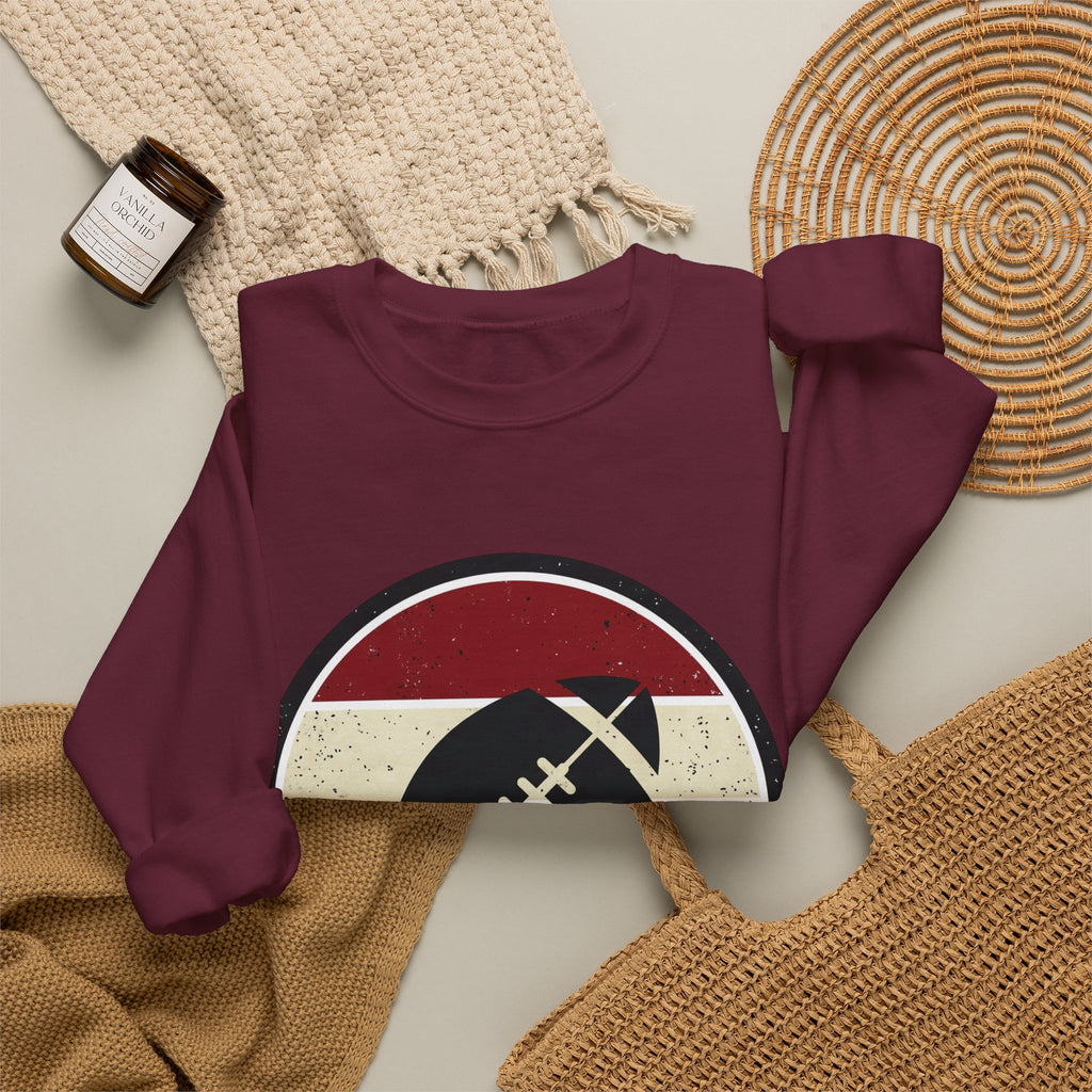 Retro Football Season Crewneck Sweatshirt | Vintage Stripe Football Logo
