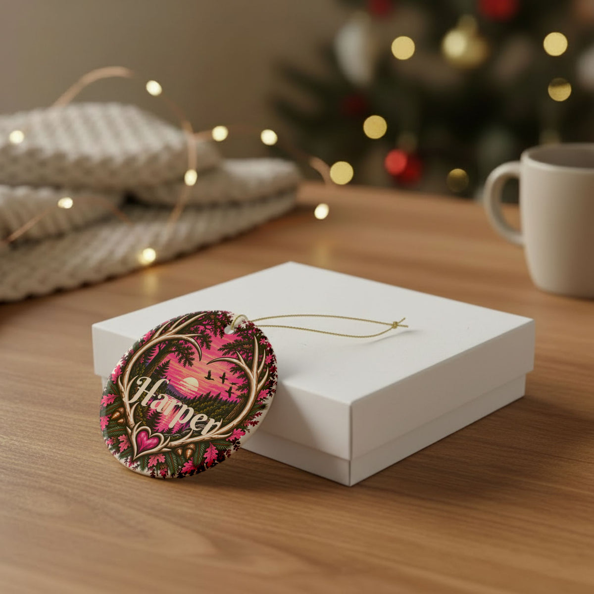 Personalized Hunting Roots Deer Ornament, Pink Whitetail Christmas Keepsake, Custom Name 2026 Hunter Gift