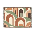 Retro Arch Woven Blanket – Mid-Century Geometric Throw for Living Room, Boho Decor
