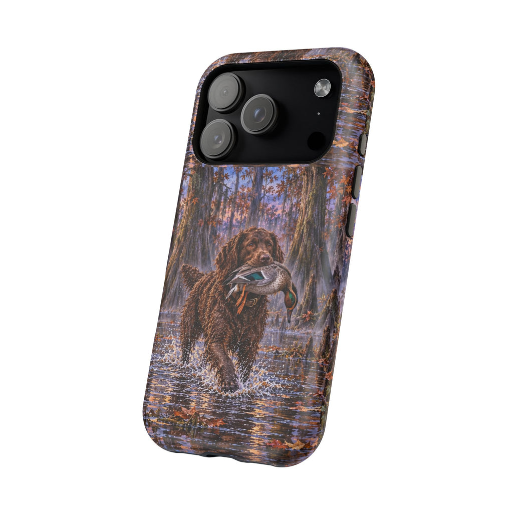 Clear Magnetic Phone Case — Boykin spaniel with Duck swamp