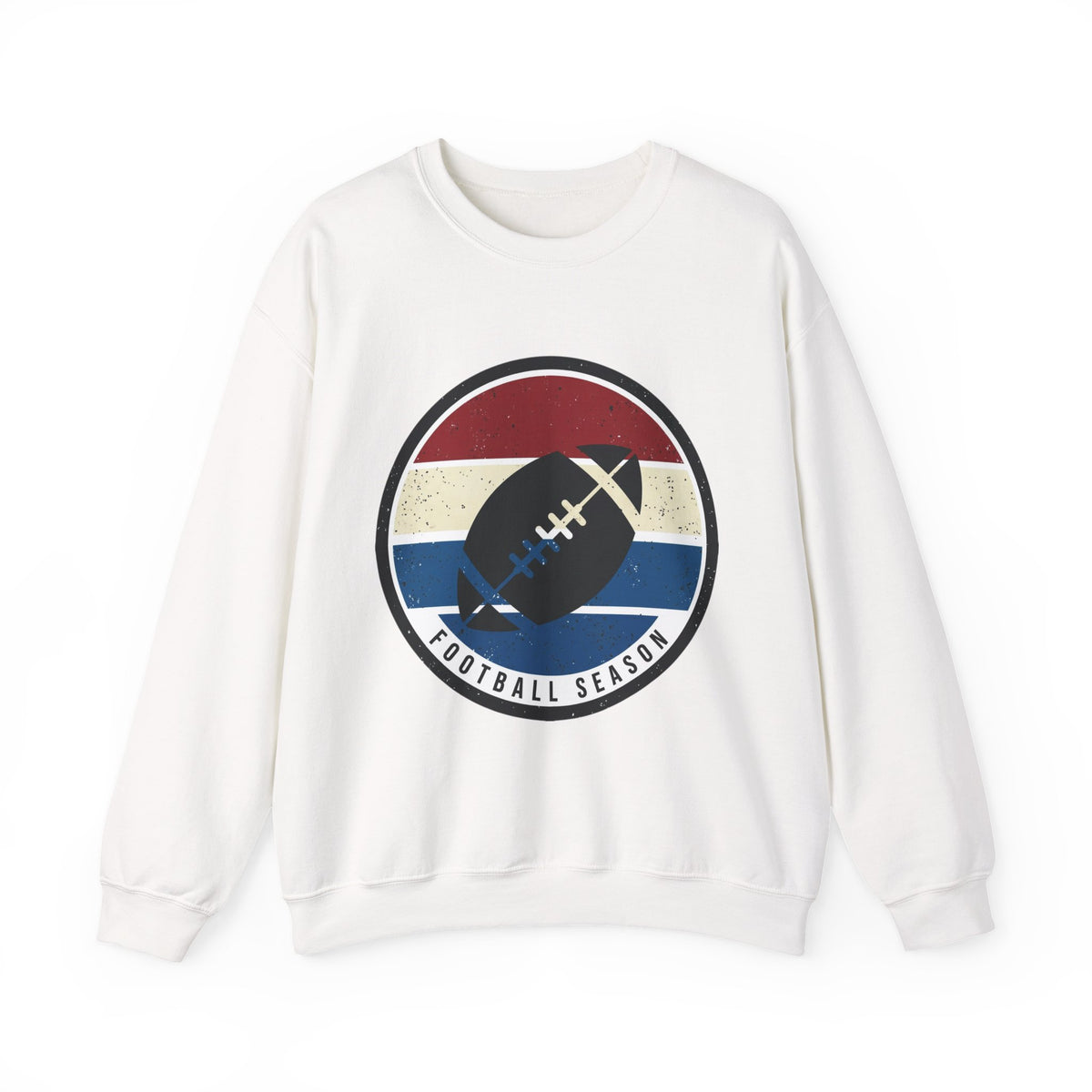 Retro Football Season Crewneck Sweatshirt | Vintage Stripe Football Logo