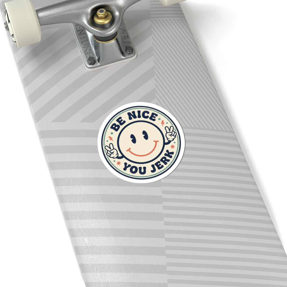 Be Nice You Jerk smiley sticker | Kiss-cut vinyl, retro peace sign