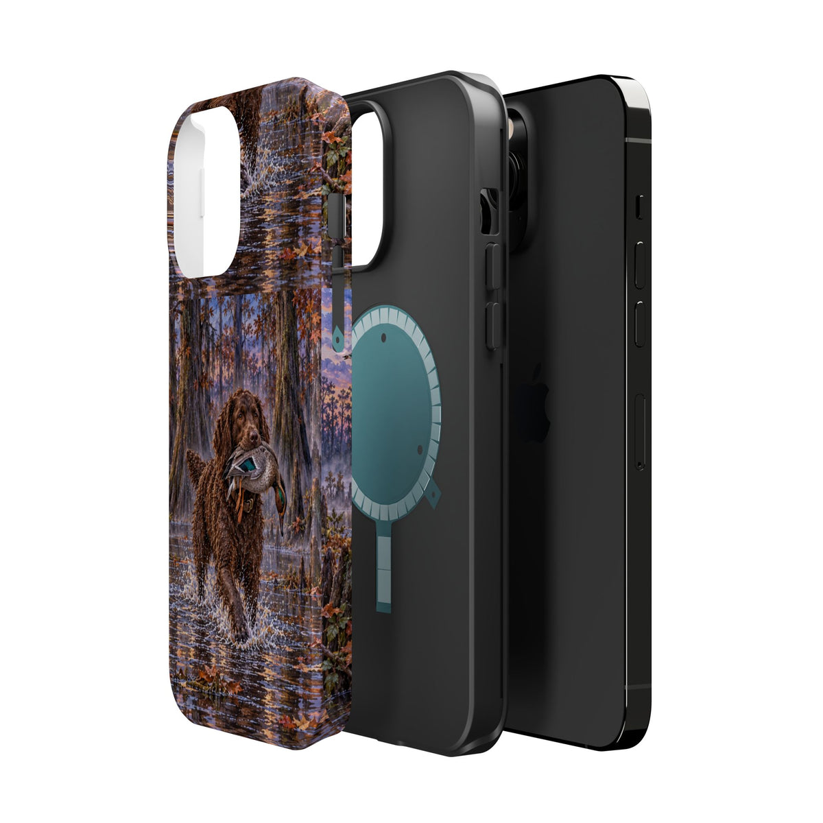 Clear Magnetic Phone Case — Boykin spaniel with Duck swamp