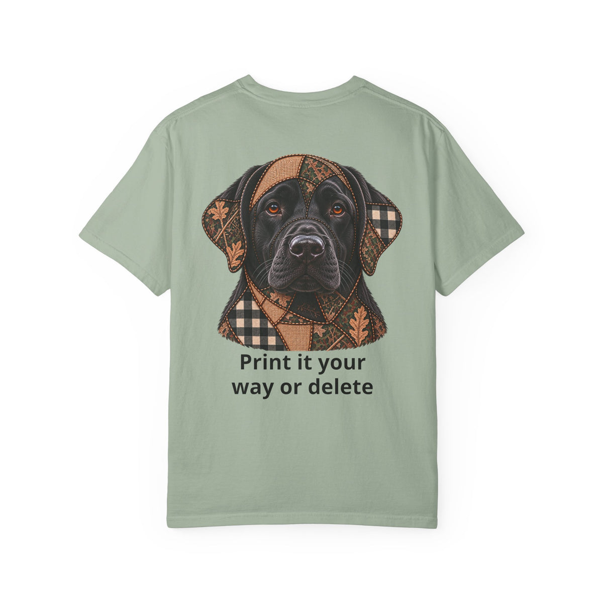 Faux Patchwork Black Lab Short-Sleeve T-Shirt, Labrador Hunting Shirt, Arkansas Hunter Gift