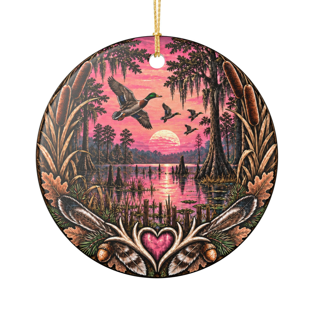 Personalized Pink Duck Hunter Ornament, Custom Name 2026 Christmas Keepsake, Hunting Roots Gift