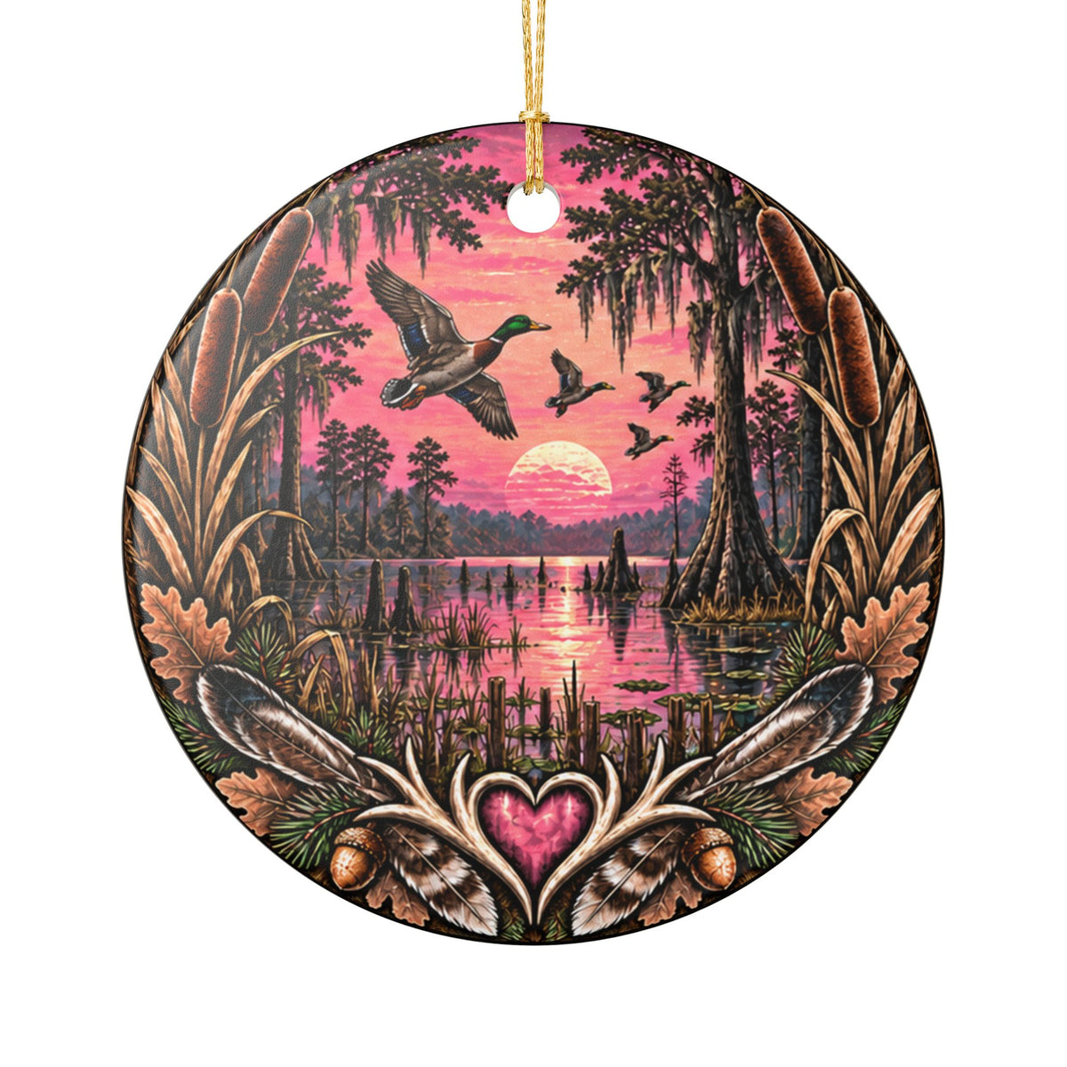 Personalized Pink Duck Hunter Ornament, Custom Name 2026 Christmas Keepsake, Hunting Roots Gift