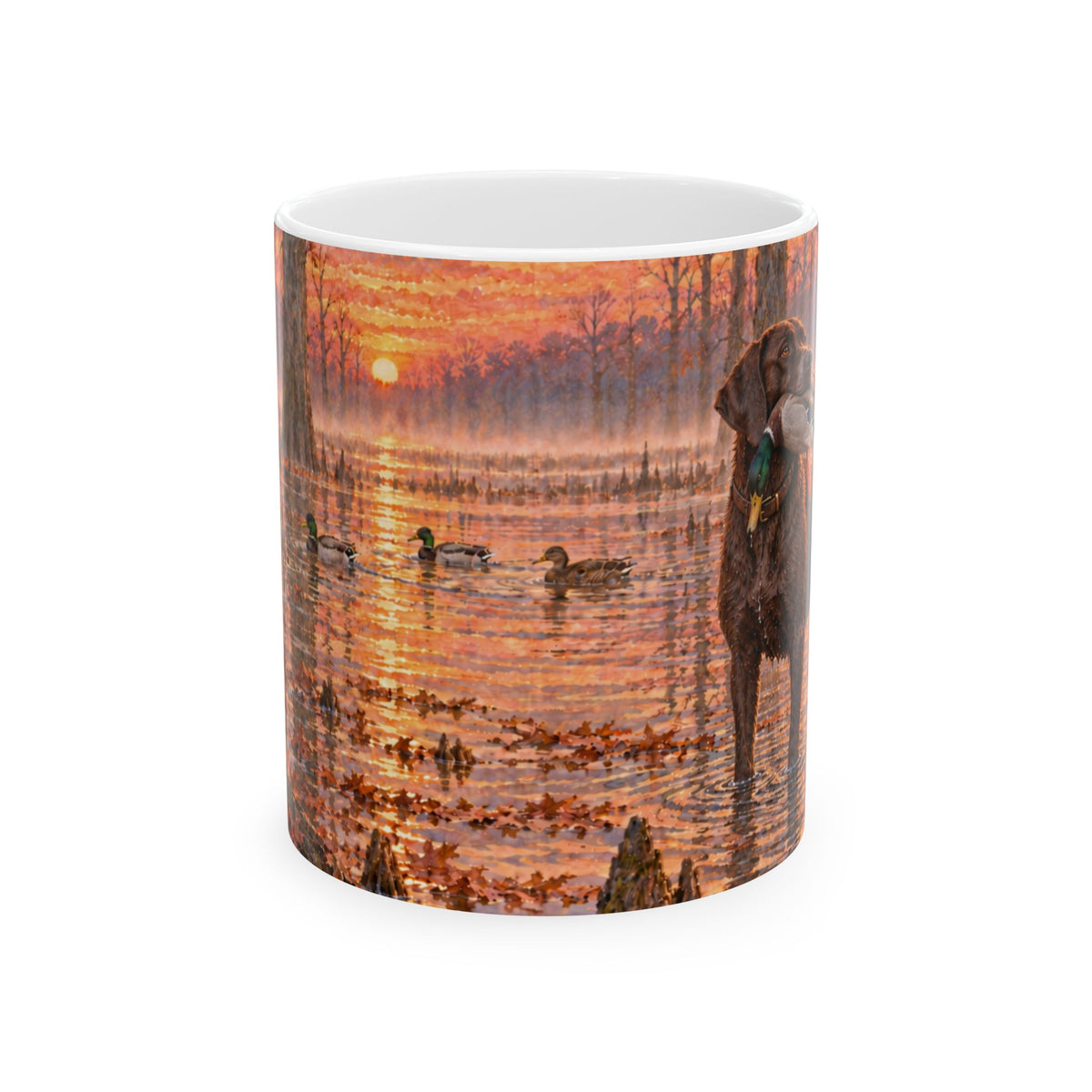 Duck Hunting Coffee Mug — Sunrise Marsh Scene Ceramic Mug (11oz & 15oz)