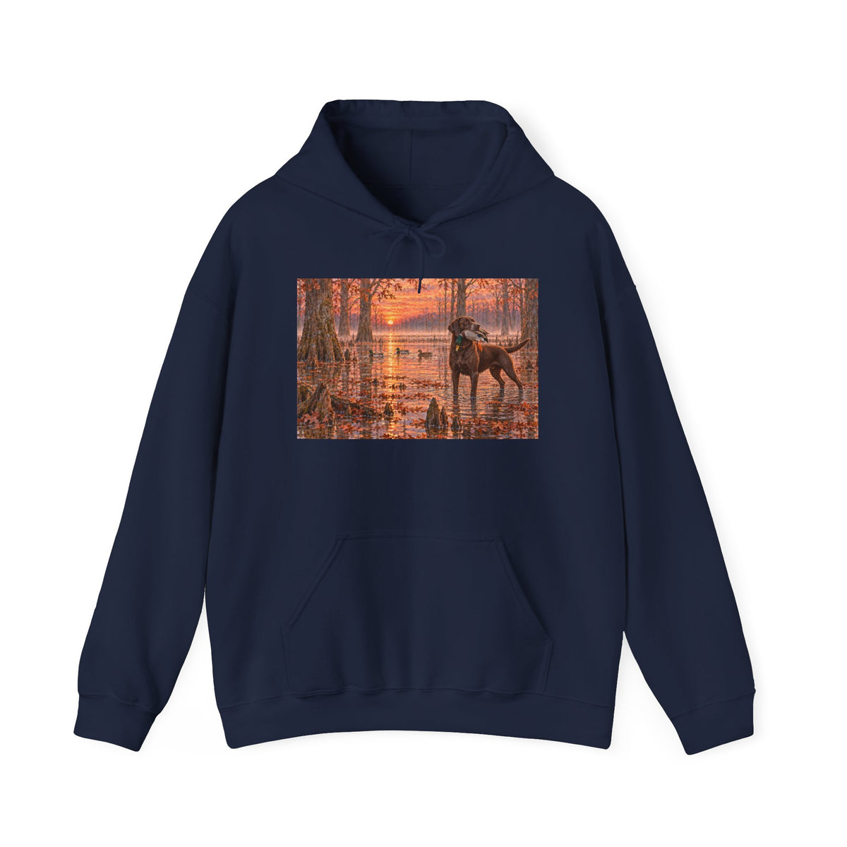 Autumn Hunting Dog Forest Hoodie — Scenic Fall Wildlife Sweatshirt