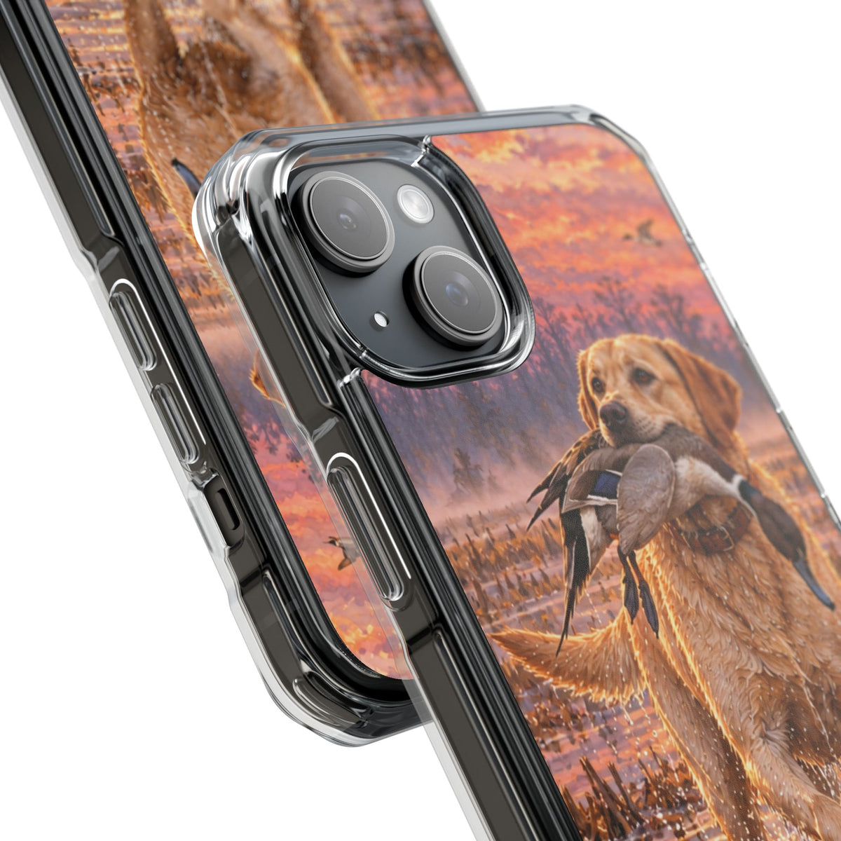 Clear Magnetic Phone Case — Lab in swamp with duck