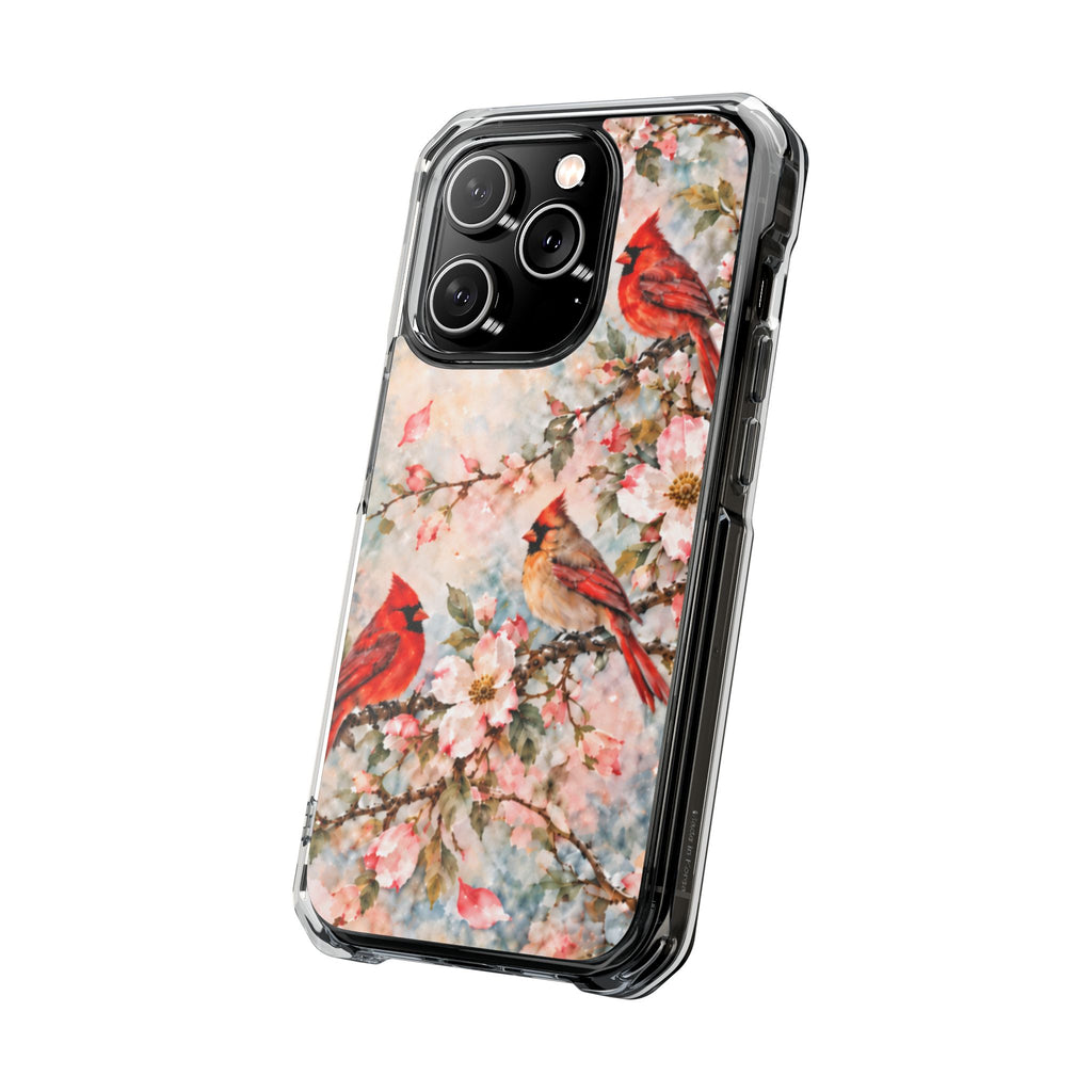 Clear Magnetic Phone Case — Cardinal Flock Scene