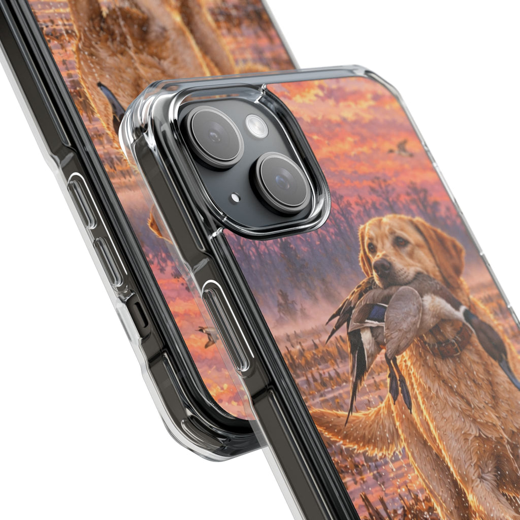 Clear Magnetic Phone Case — Lab with Duck swamp
