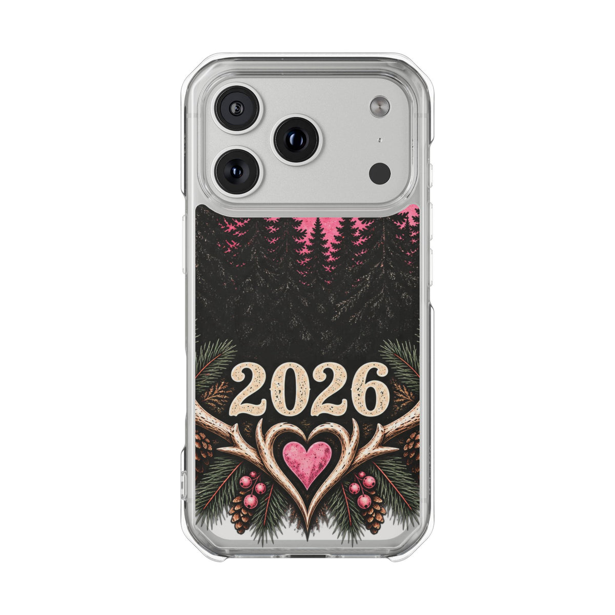 2026 Pink Moon Forest Phone Case — Clear Magnetic Protective Cover
