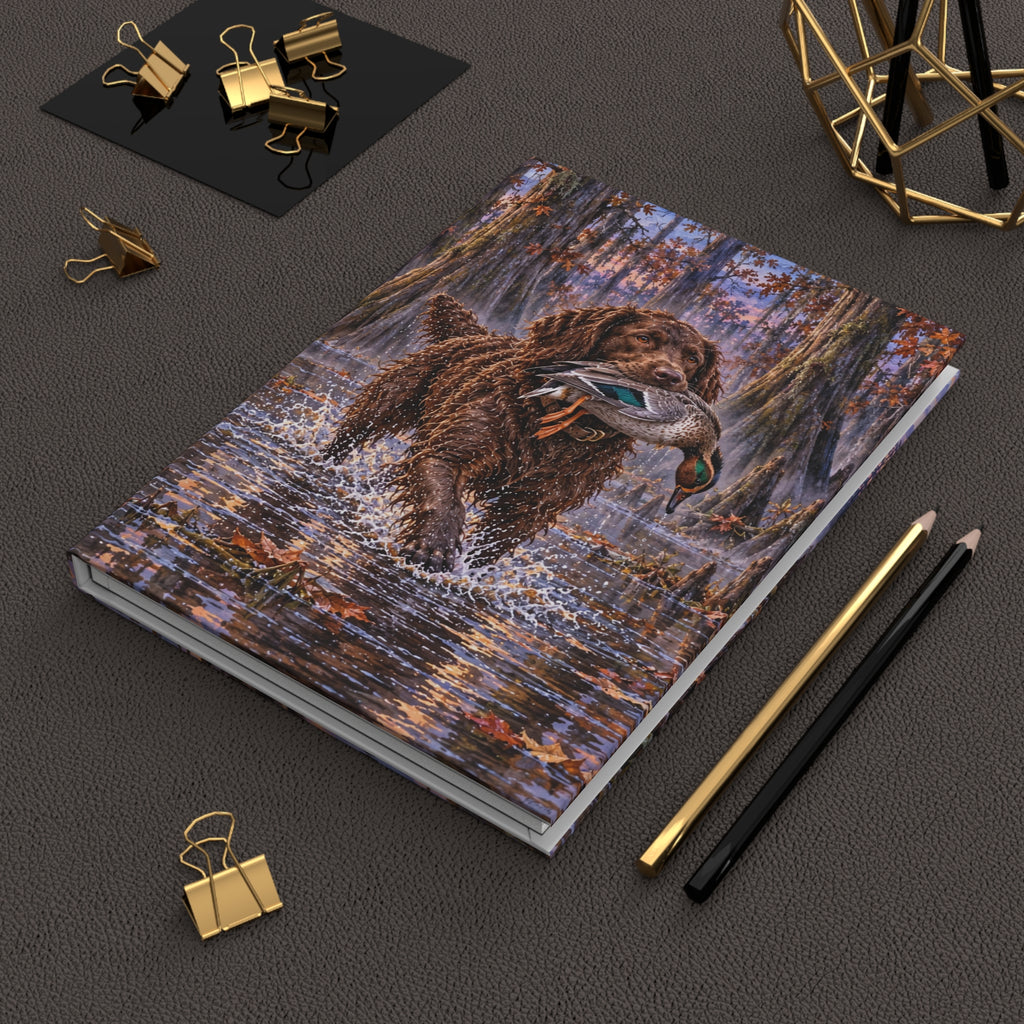 Boykin Spaniel Journal — Autumn Swamp Sunset Hardcover Notebook