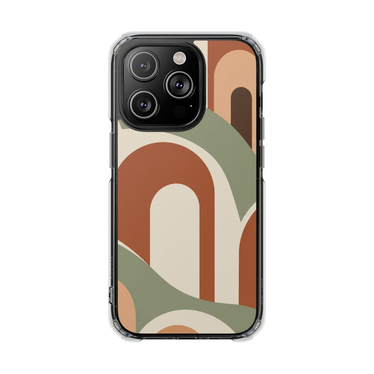 Clear Magnetic Impact Phone Case — Retro Arch Geometric Design (Protective, Slim)