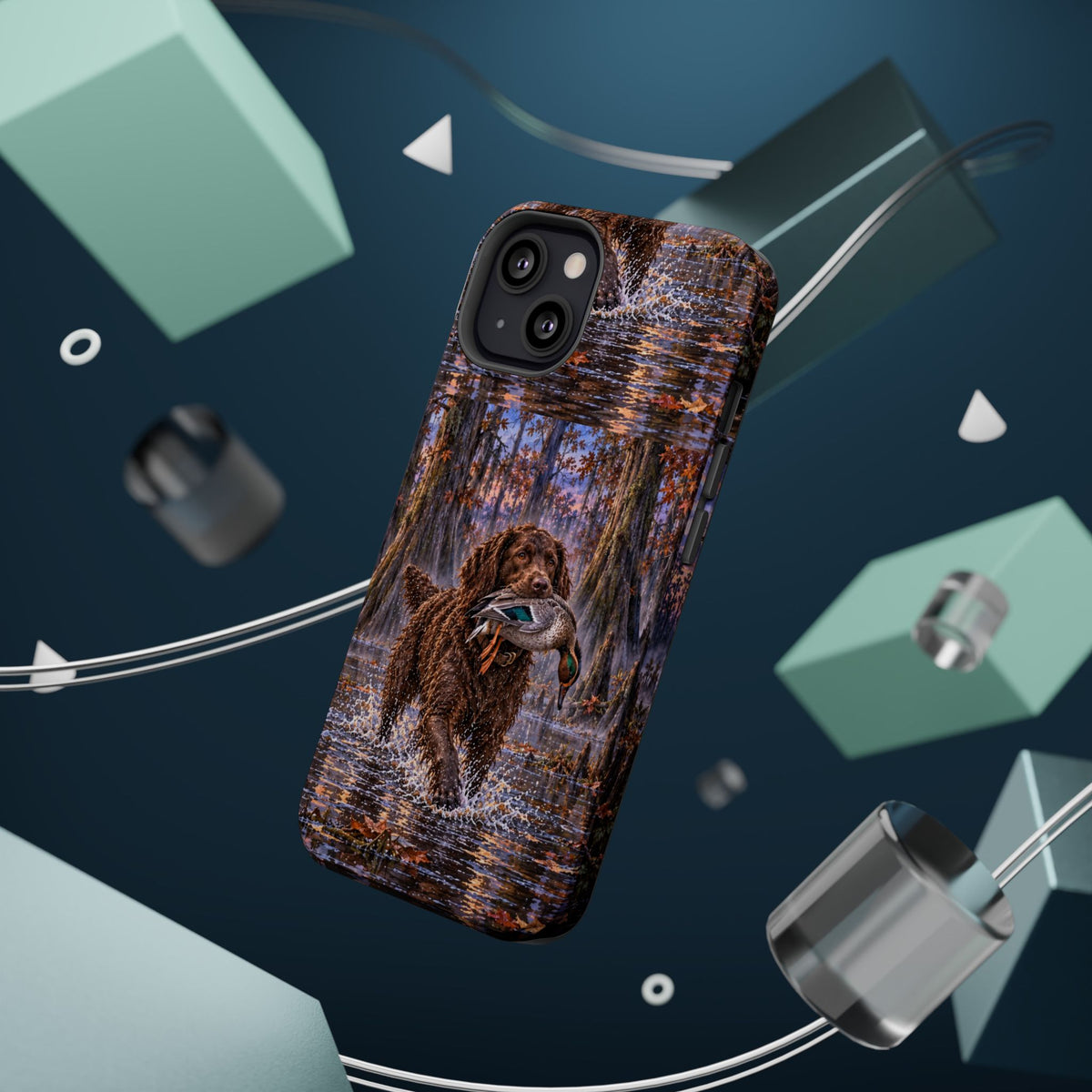 Clear Magnetic Phone Case — Boykin spaniel with Duck swamp