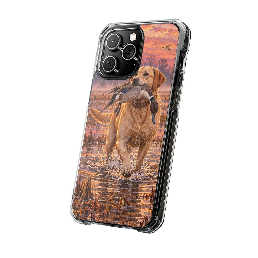 Clear Magnetic Phone Case — Lab in swamp with duck