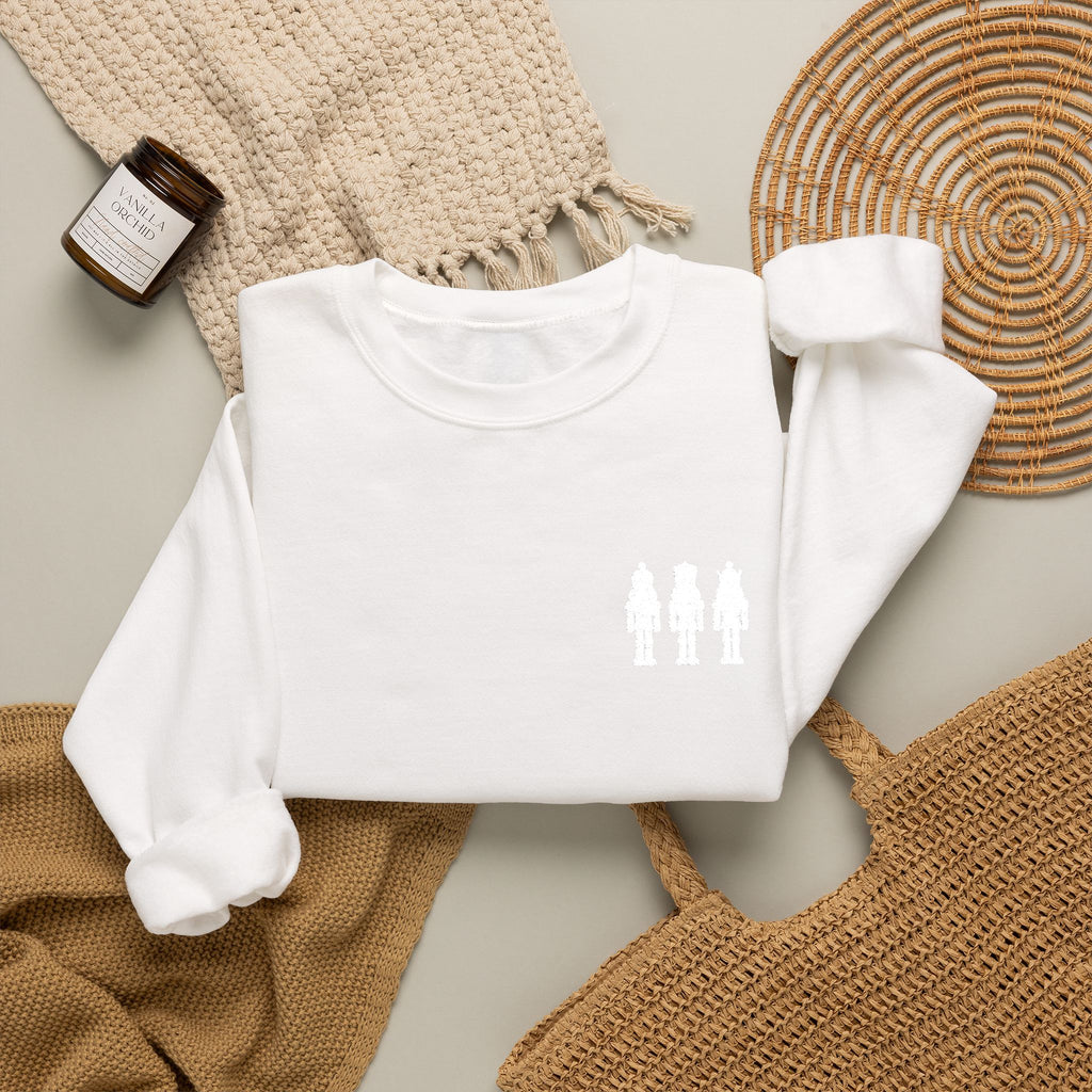 Three Nutcrackers Embroidered Crewneck Sweatshirt | Christmas Sweater