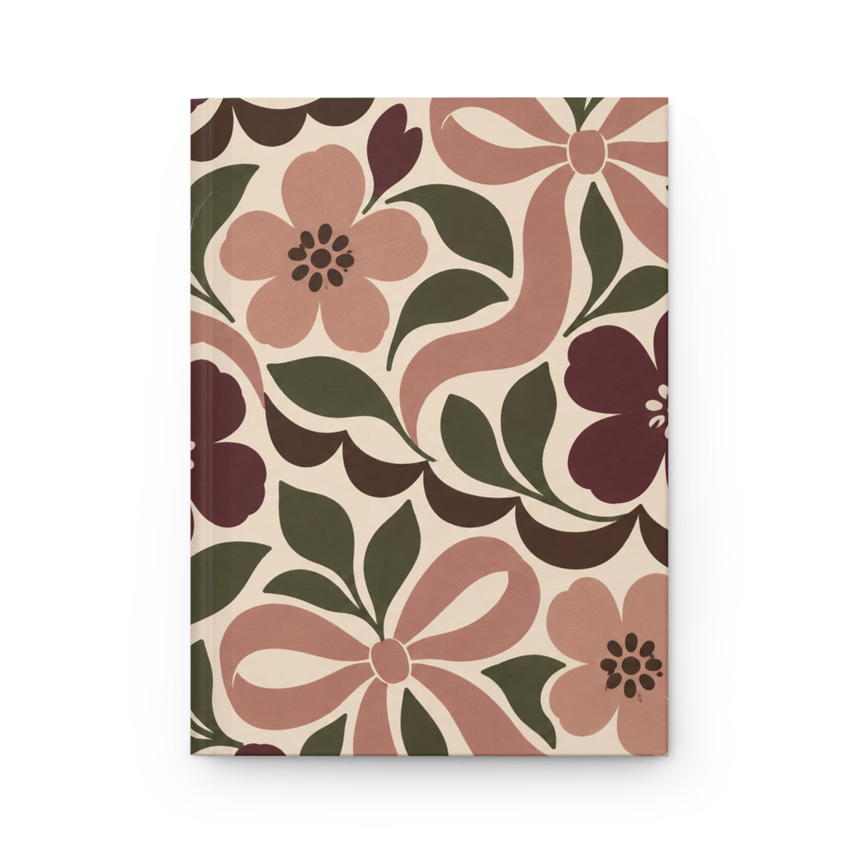 Floral Bow Hardcover Journal — Lined Notebook with Vintage Rose Pattern