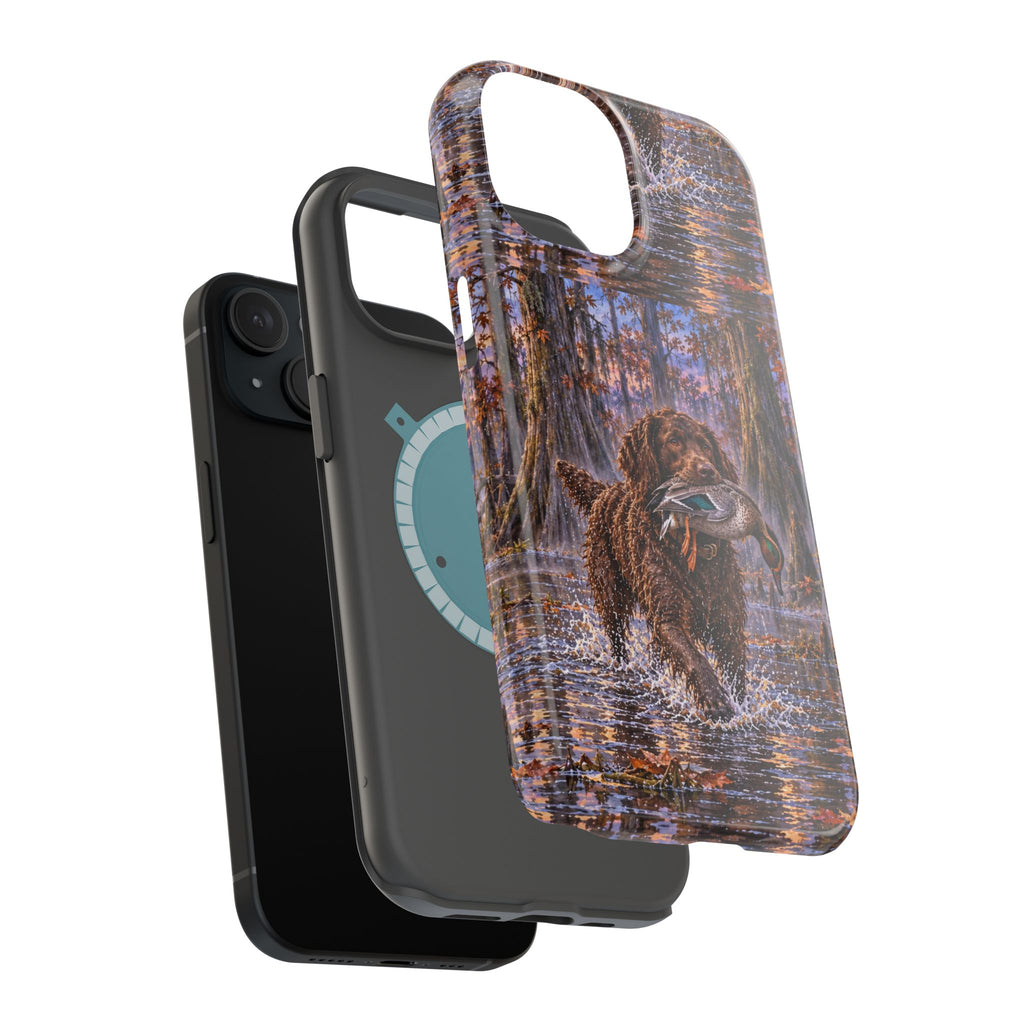 Clear Magnetic Phone Case — Boykin spaniel with Duck swamp